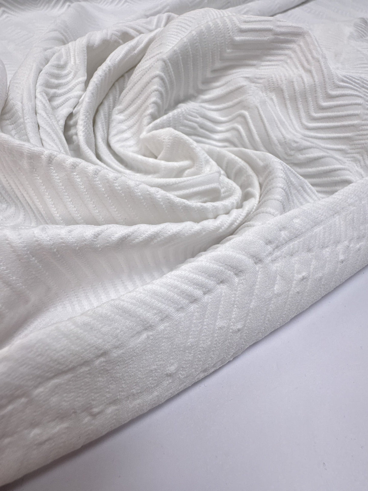 White Polyamide Elastane Knitted Fabric