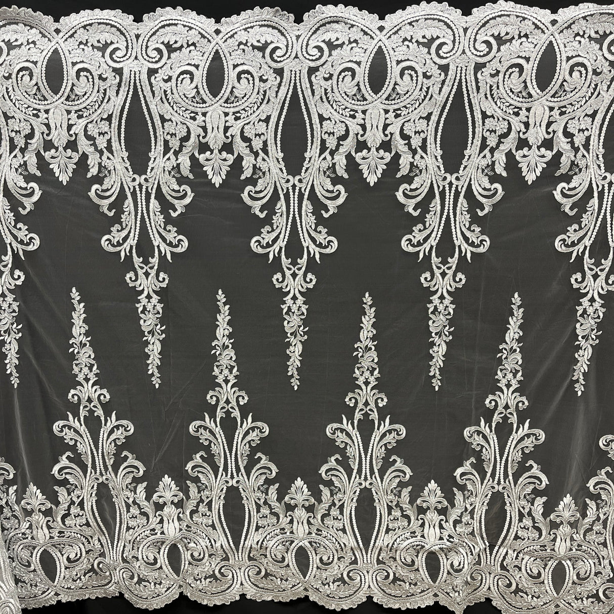 1 Yard Timeless White Corded Bridal Lace Fabric 54 inch Width