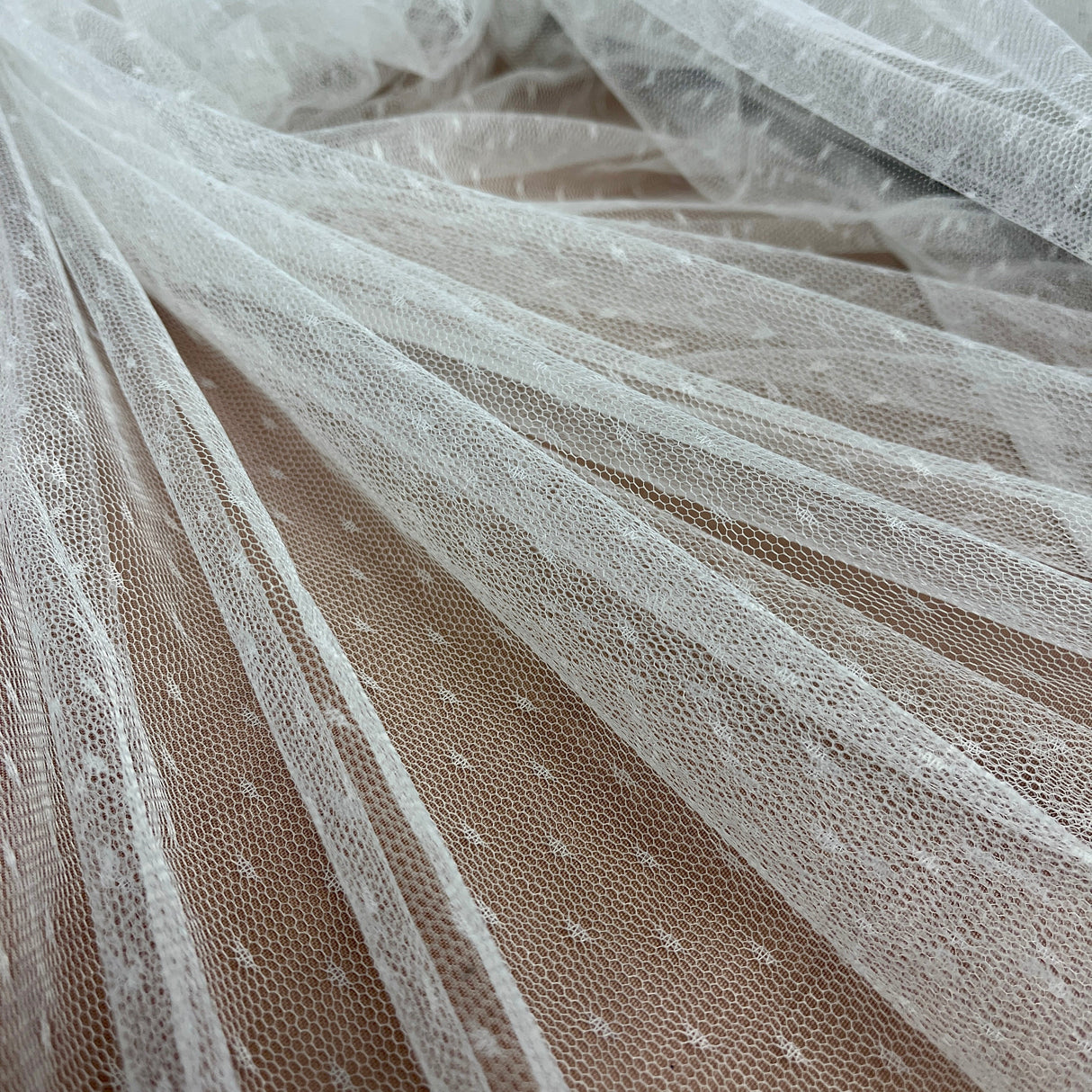 2-Way Stretch Dots Point Net Mesh Polyester Fabric - Dots Point Net Mesh, 60" Width (1 Yard)