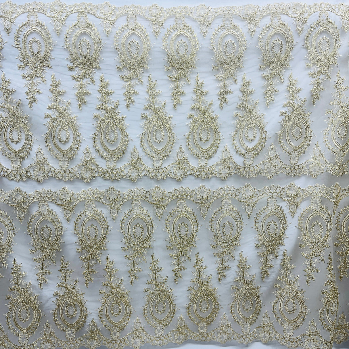 Corded Bridal Lace Fabric 100% Polyester Net Mesh 48" Wide