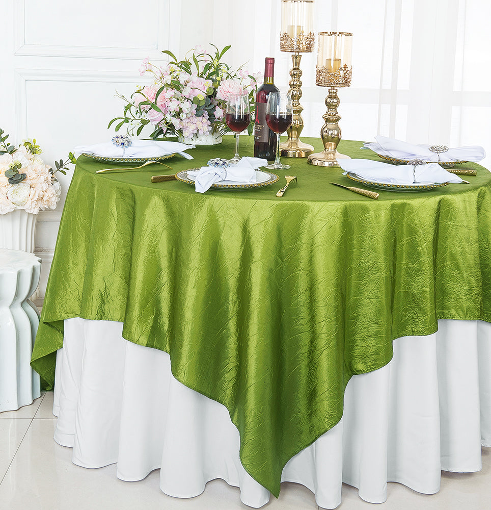 Crushed Taffeta Table Overlay 85x85 Square Moss Green