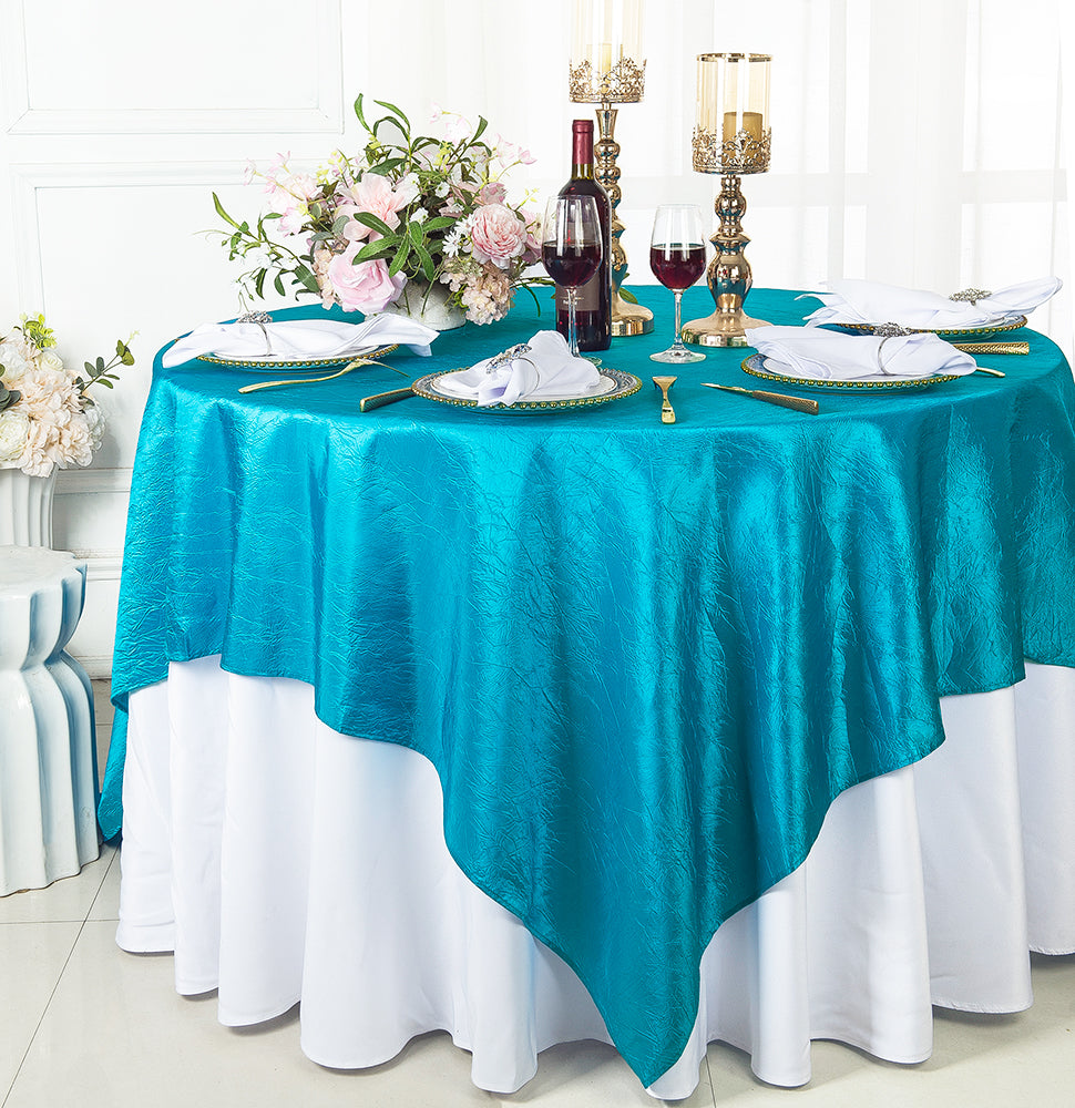 Seamless Crushed Taffeta Square Table Overlay for Events