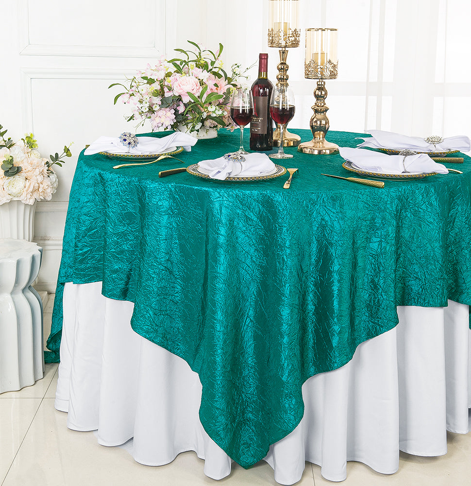 Seamless Crushed Taffeta Square Table Overlay for Events