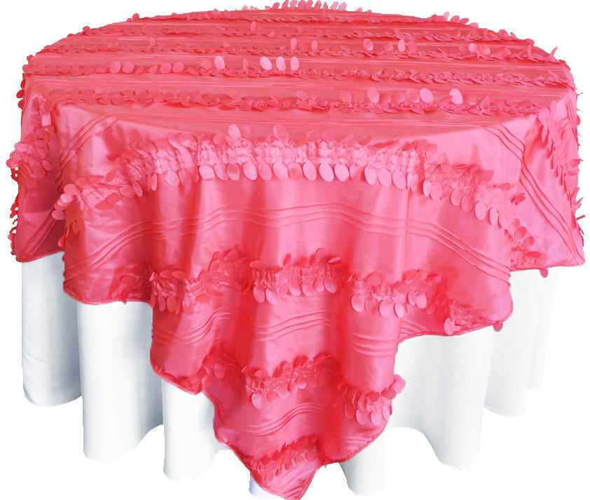 Square Taffeta Table Overlay 85x85 Coral