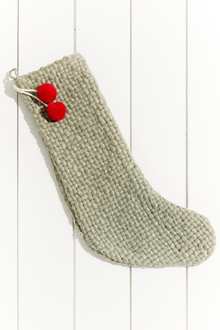 20" Stocking With Pom Poms