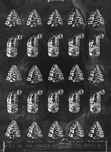 Bite Size Santa and Trees Chocolate Mold - LPC016
