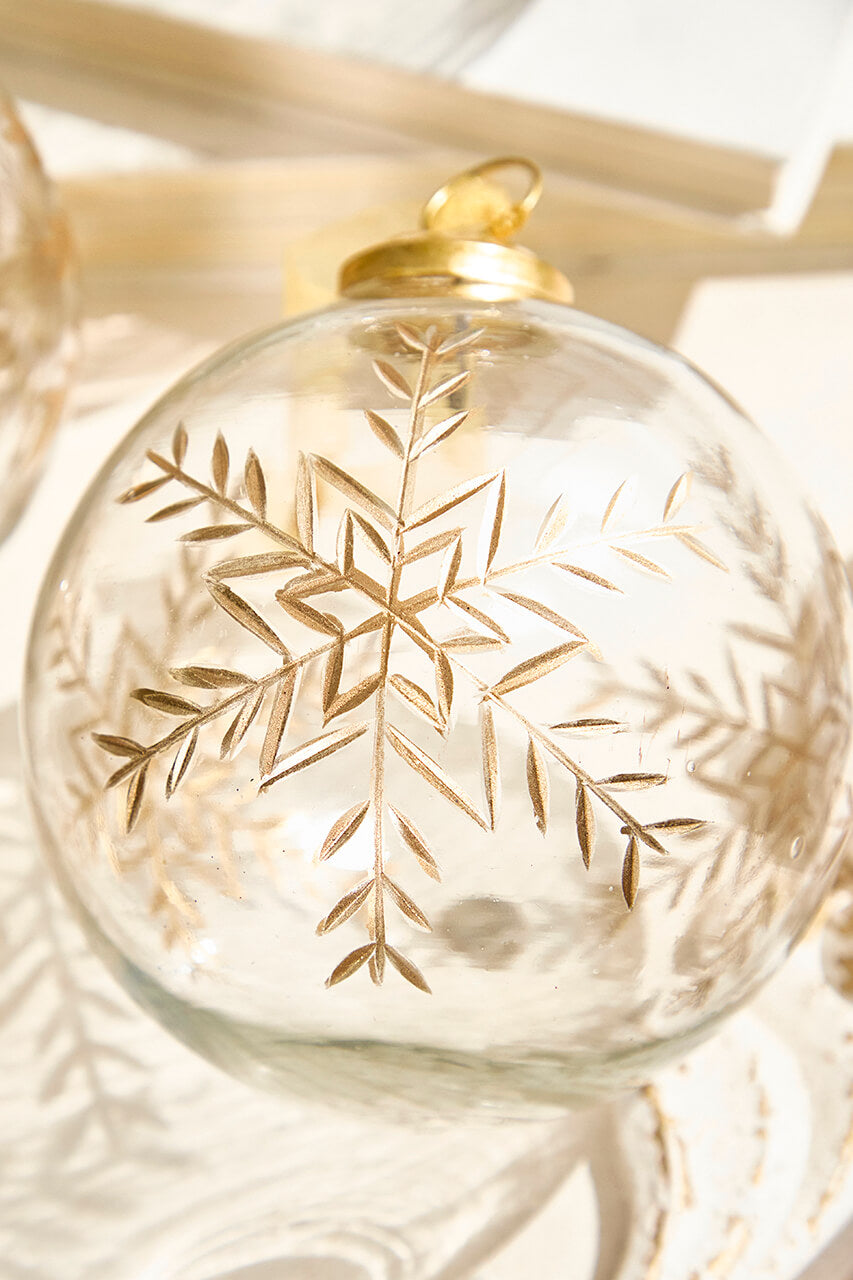 5" Snowflake Glass Ornament-