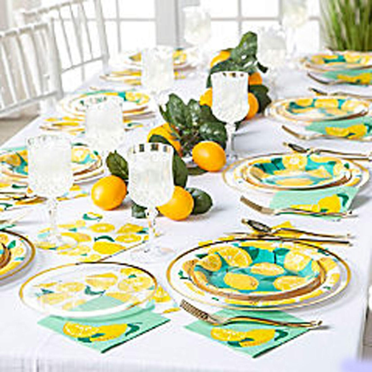 8 Ct. Lemon Party Paper Dessert Plates 7-Inch Citrus Design Plates