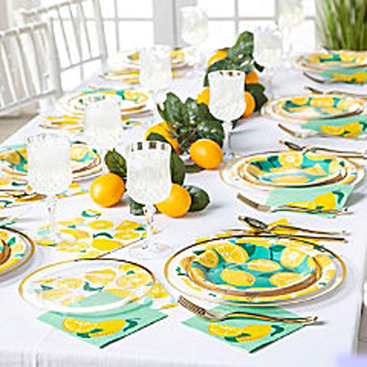 8 Ct. Lemon Party Paper Dessert Plates 7-Inch Citrus Design Plates