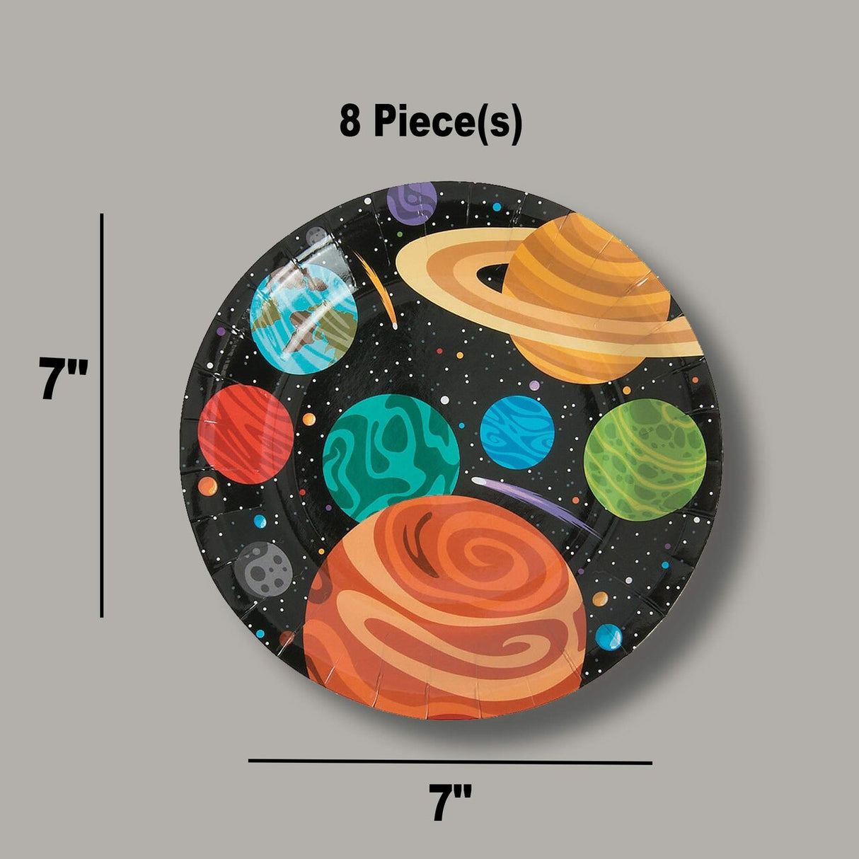 8 Ct. Space Party Milky Way Planets Dessert Plates 7-Inch Astronaut Birthday Tableware