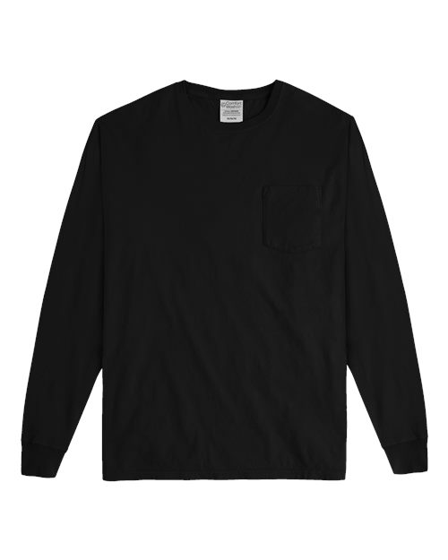 Unisex Garment-Dyed Long Sleeve T-Shirt With a Pocket