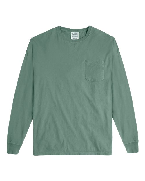 Unisex Garment-Dyed Long Sleeve T-Shirt With a Pocket