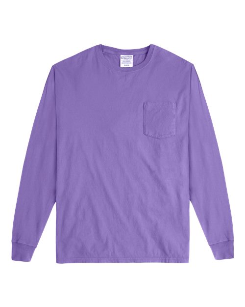 Unisex Garment-Dyed Long Sleeve T-Shirt With a Pocket
