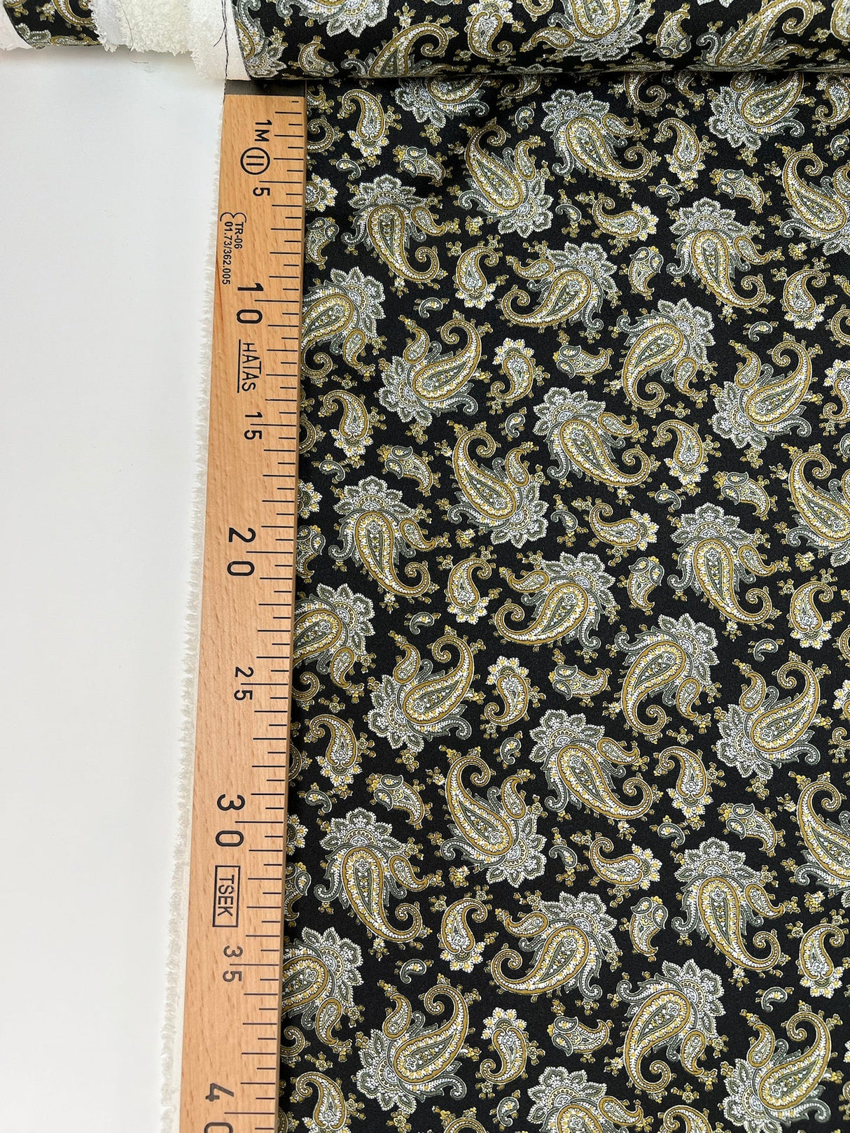 Polyester Crepe Paisley Print Brown Black