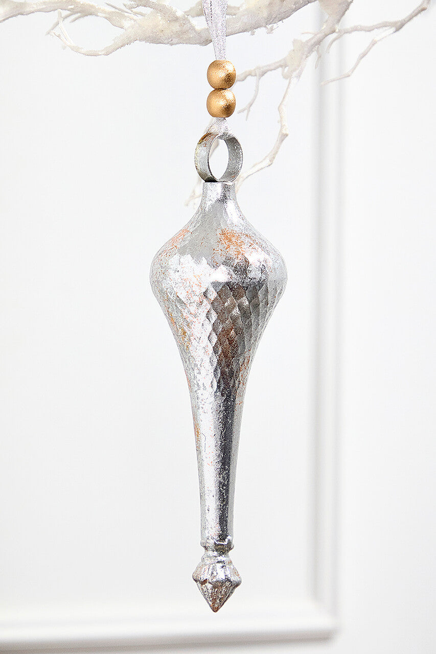 Metal Finial Ornament 12 Inch Hammered Christmas Decor