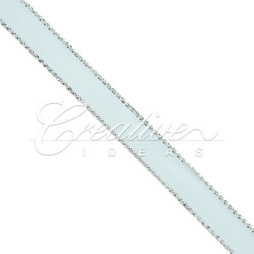 3/8" Satin With Silver Edge Ribbon - 50 Yards (Light Blue)