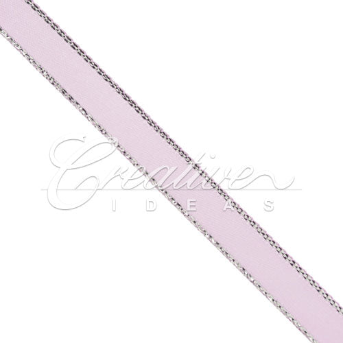 3/8" Satin With Silver Edge Ribbon - 50 Yards (Lavender)