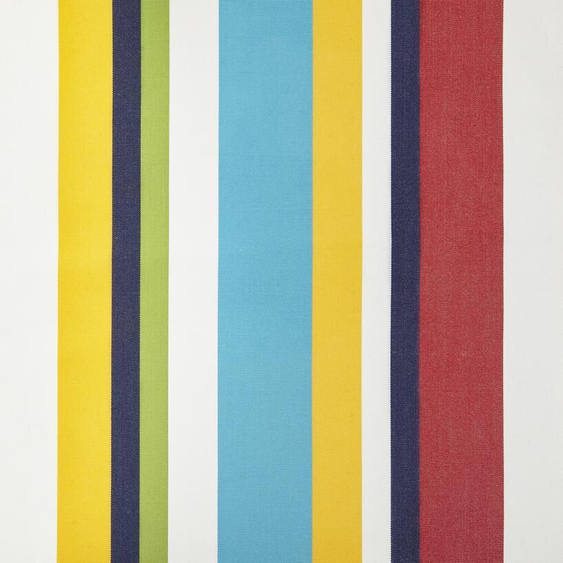 Sunbrella Panorama Carnival Acrylic Fabric - Red, Blue, Yellow Stripe, 54" Width (1 Yard)