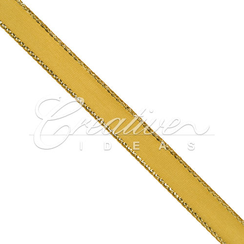 3/8" Satin With Gold Edge Ribbon- 50 Yards (Antique Gold)
