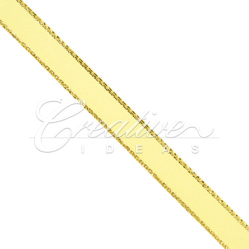 3/8" Satin With Gold Edge Ribbon- 50 Yards (Canary)