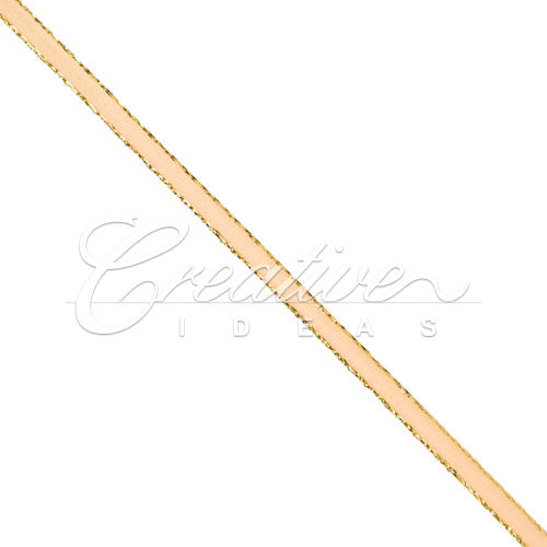 1/8" Satin With Gold Edge Ribbon - 50 Yards (Peach)