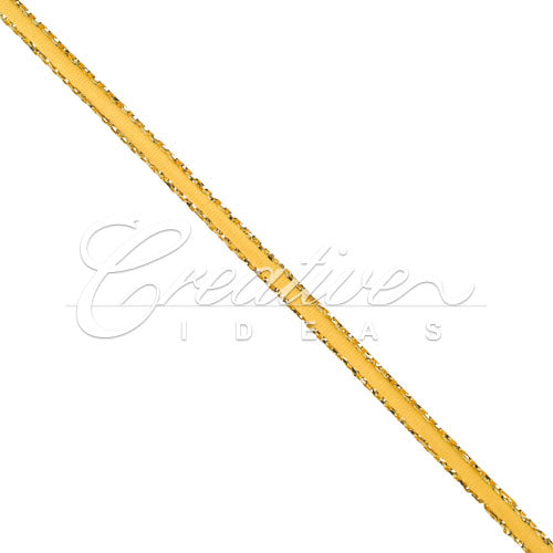 1/8" Satin With Gold Edge Ribbon - 50 Yards (Light Gold)