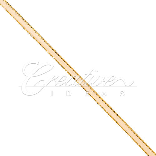 1/8" Satin With Gold Edge Ribbon - 50 Yards (Light Peach)