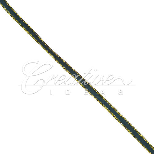 1/8" Satin With Gold Edge Ribbon - 50 Yards (Hunter Green)