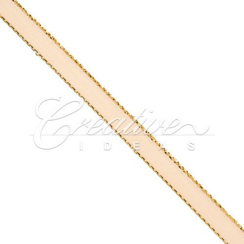 1/4" Satin With Gold Edge Ribbon - 50 Yards (Light Peach)