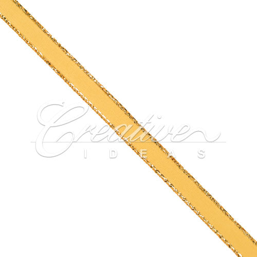 1/4" Satin With Gold Edge Ribbon - 50 Yards (Light Gold)