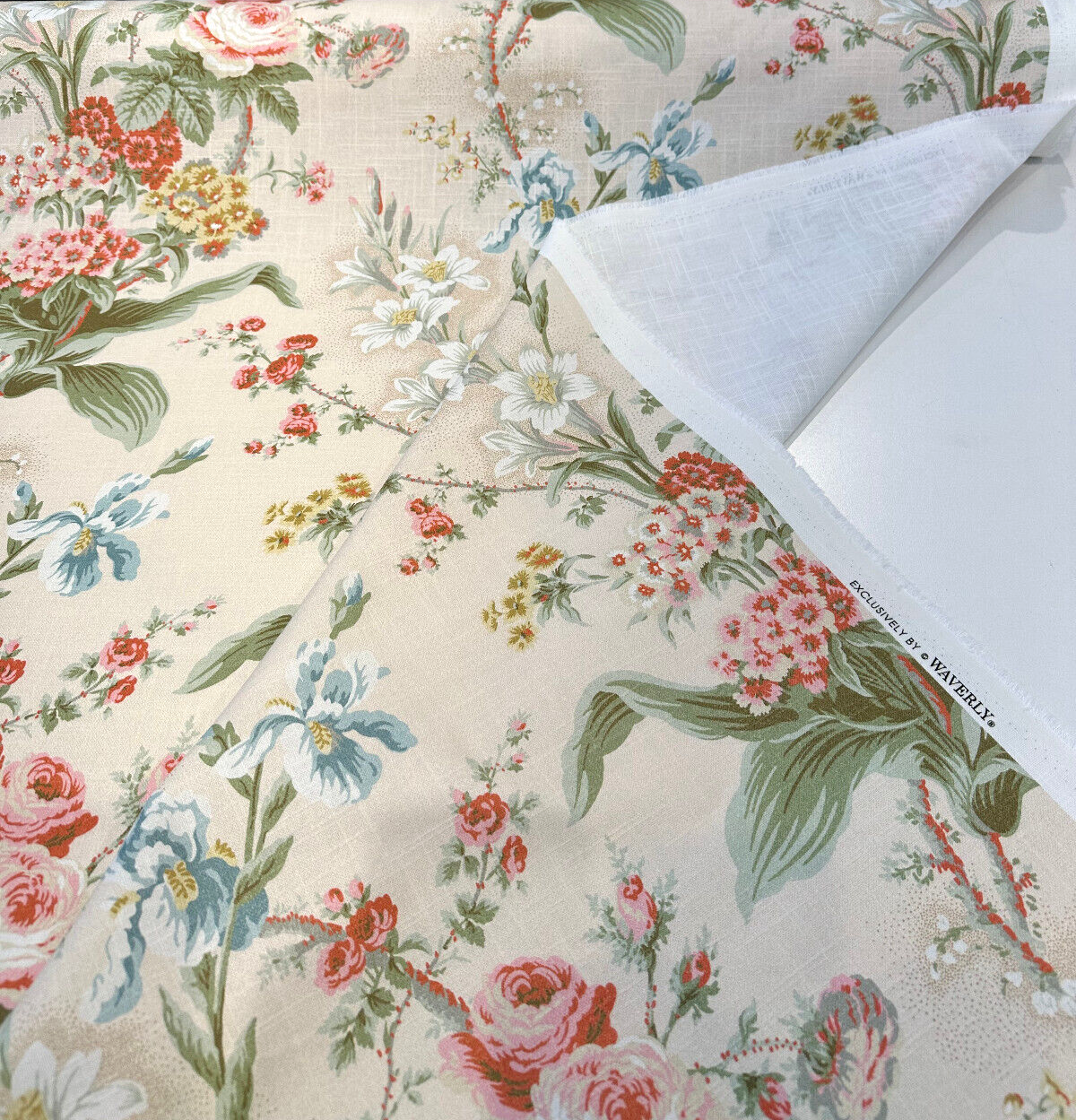 Lucinda Shell 100 Percent Cotton Fabric - Sand Floral, 55" Width (1 Yard)