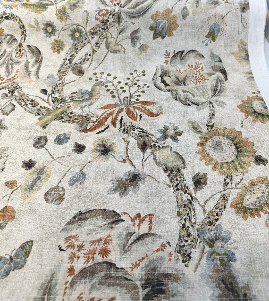 Waverly Adalet Jacobean Chutney Linen Fabric - Floral Vine Pattern, 54" Width (1 Yard)