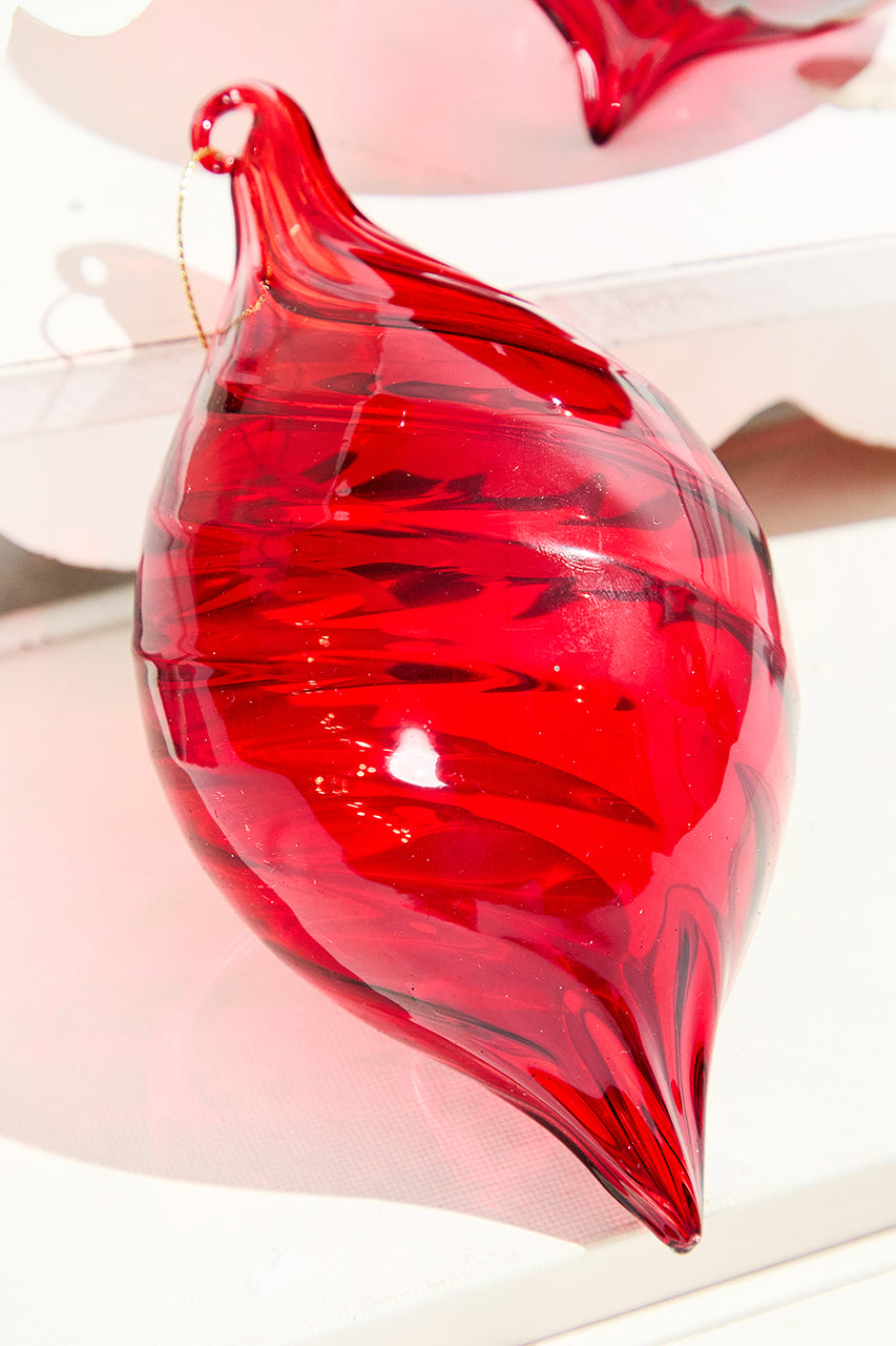 5"-6" Bright Red Glass Ornament