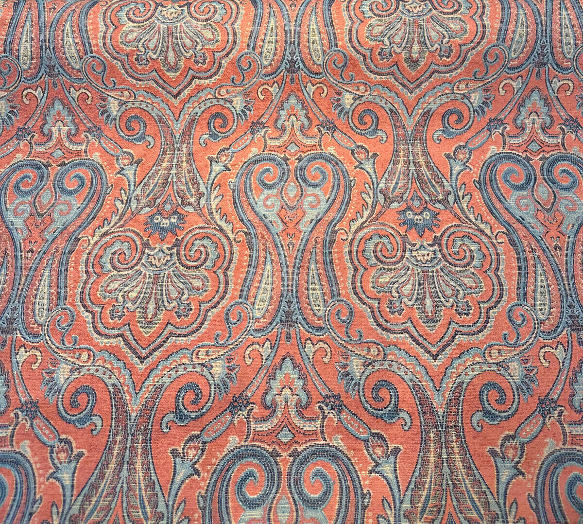 Waverly Clubroom Paisley Damask Majesty Red Chenille Fabric - Paisley Damask, Majesty Red, 54" Width (1 Yard)