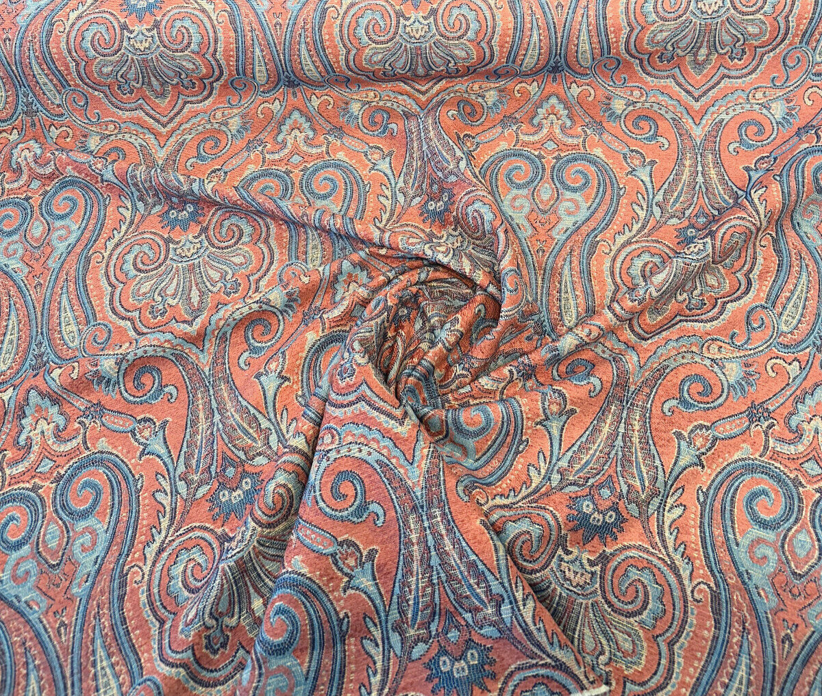 Waverly Clubroom Paisley Damask Majesty Red Chenille Fabric - Paisley Damask, Majesty Red, 54" Width (1 Yard)