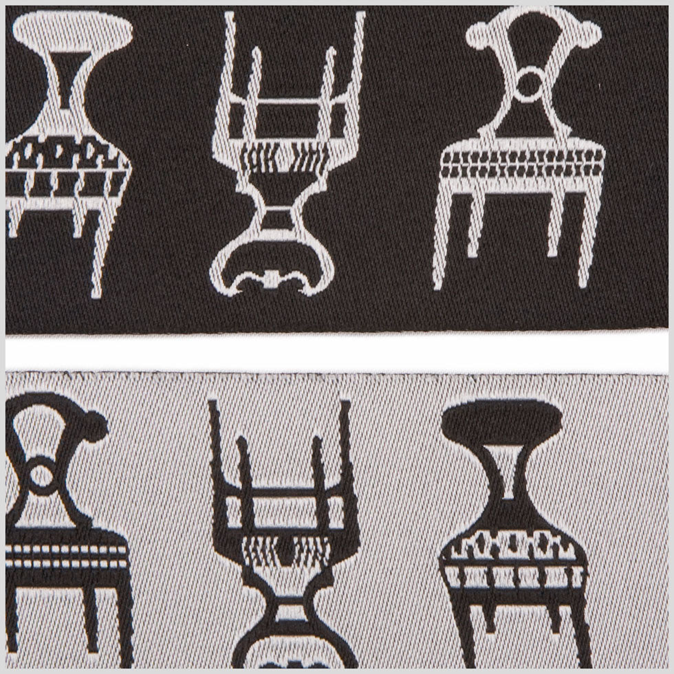 1.625" Black/White French Jacquard Ribbon