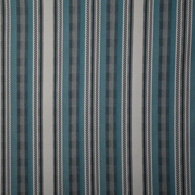 Sunbrella Pindler Mojave Twill Solution Dyed Acrylic Fabric - Turquoise, Brown, White Striped Geometric, 54" Width (1 Yard)
