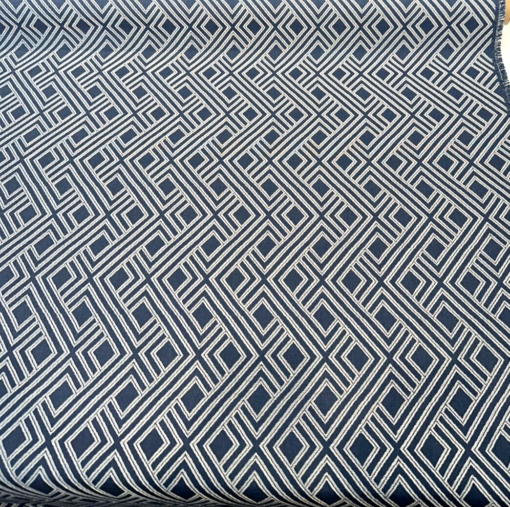 Sunbrella Integrated Acrylic Fabric - Indigo Blue, Diamond Ogee Geometric, 54" Width (1 Yard)