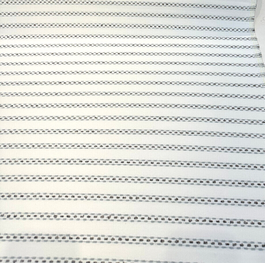 Sunbrella Stitchy Stripe Spa Solution Dyed Acrylic Fabric - Blue And Gray Stripes On White Off-White Background, 54" Width (1 Yard)