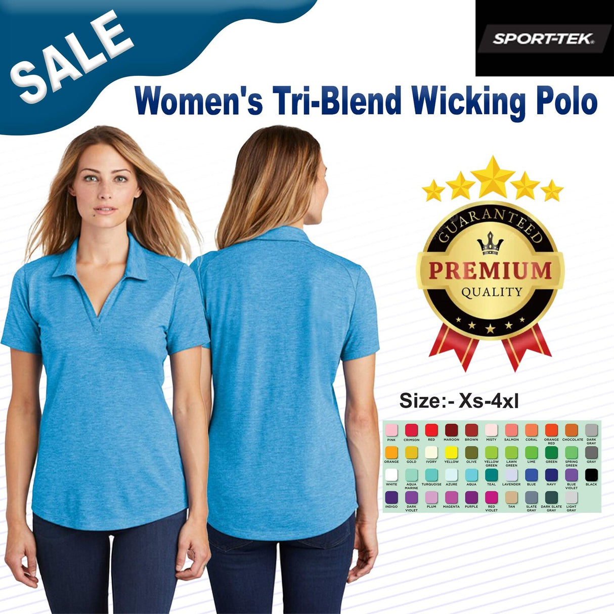 Sport-Tek® Women's PosiCharge Tri-Blend Wicking Collared Short Sleeve Polo