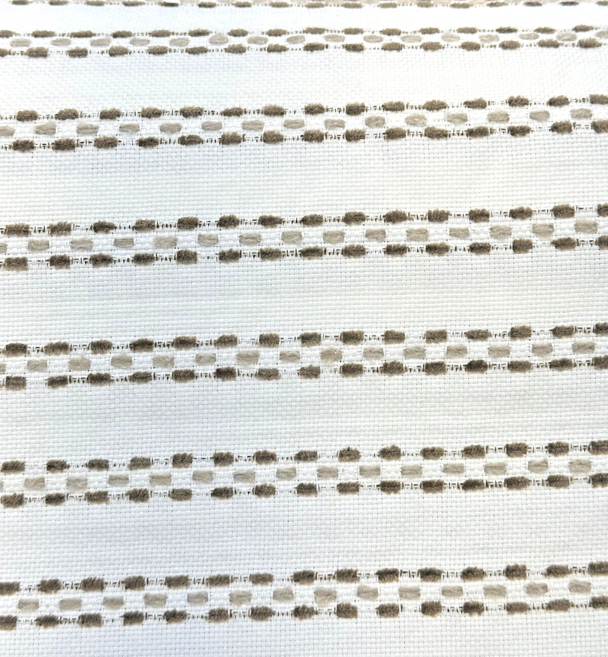 Sunbrella Stitchy Stripe Linen Taupe Solution Dyed Acrylic Fabric - Taupe And Linen Stripes, 54" Width (1 Yard)