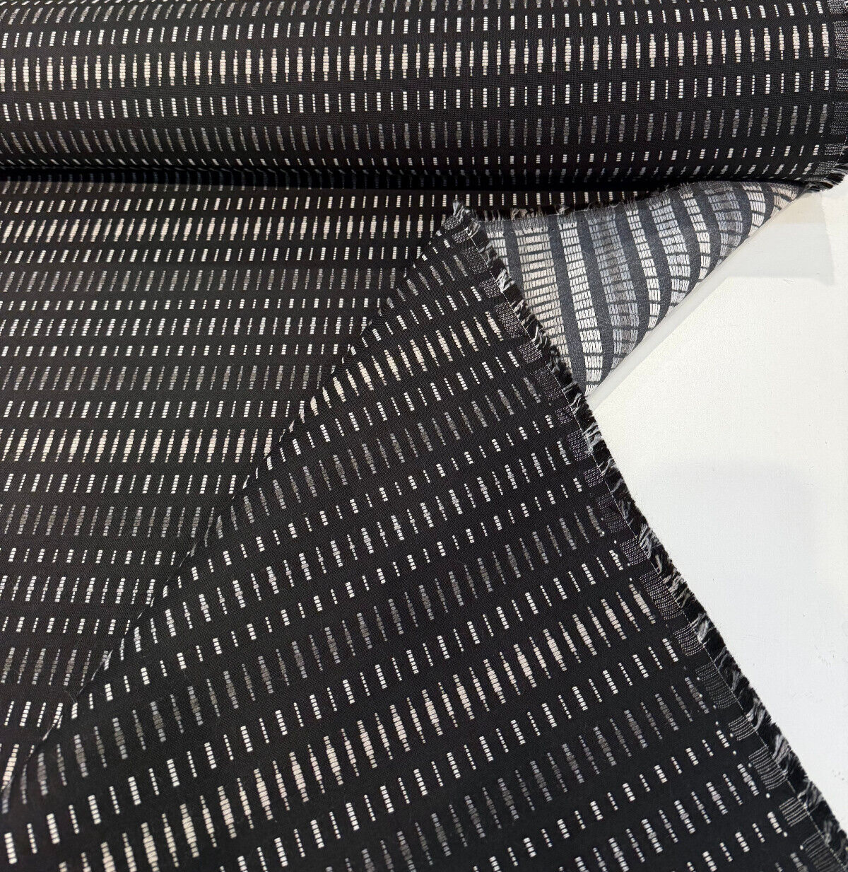 Esti Onyx Black 44349-0024 Solution Dyed Acrylic Fabric - Black, Vertical Stripes, 54" Width (1 Yard)