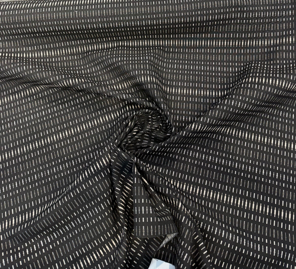Esti Onyx Black 44349-0024 Solution Dyed Acrylic Fabric - Black, Vertical Stripes, 54" Width (1 Yard)