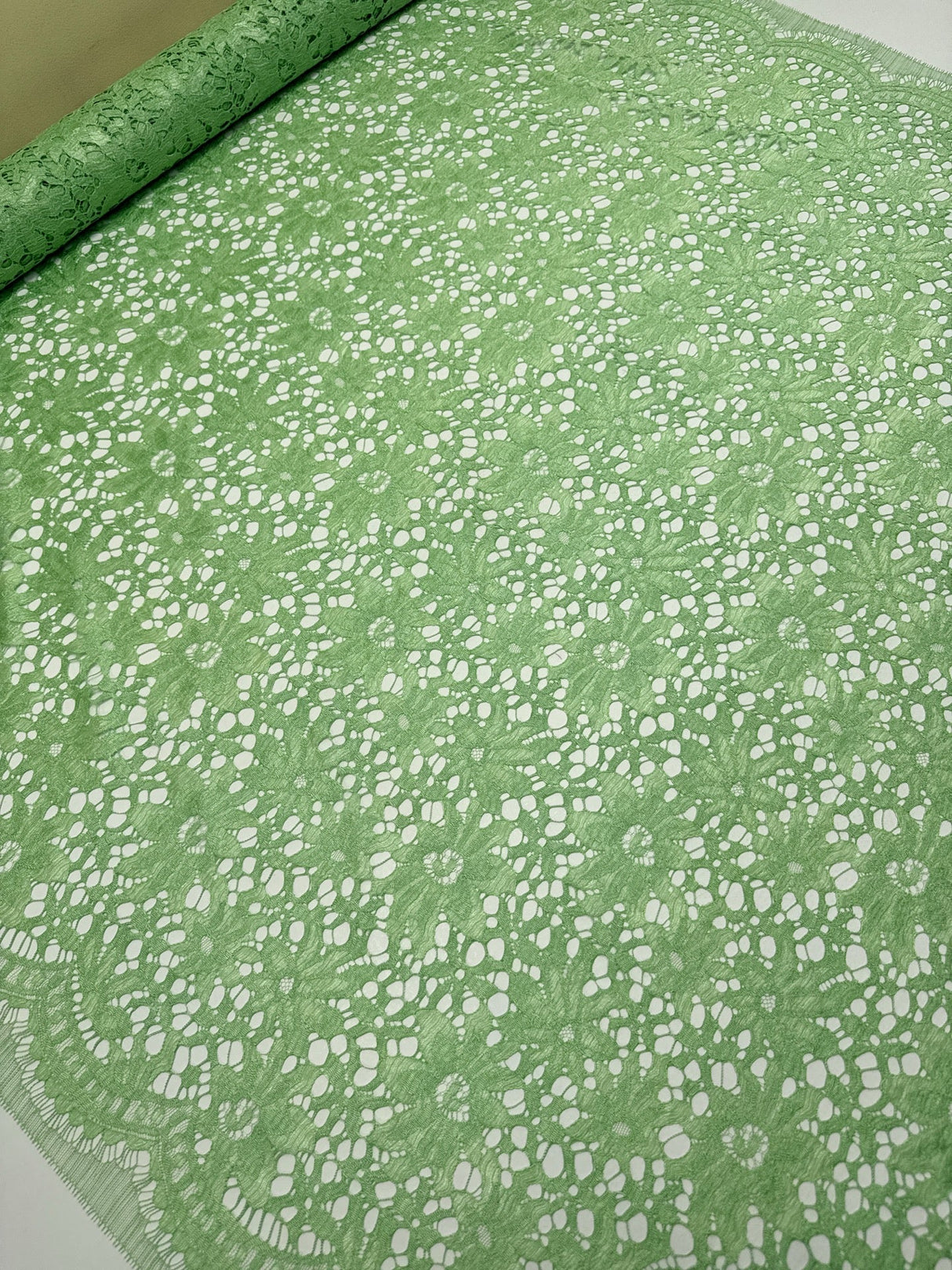 Polyester Lace Floral Green
