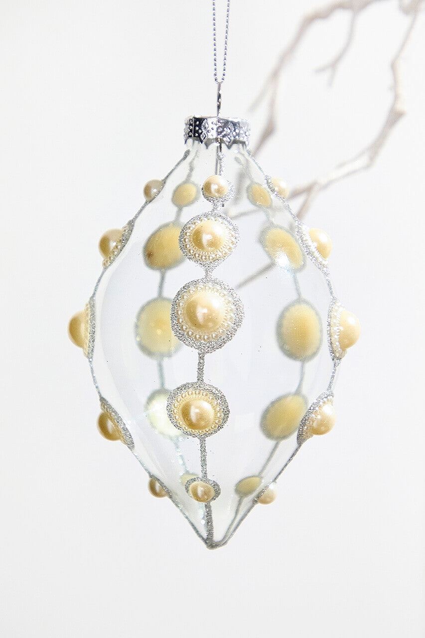 Glass Pearl Ornament 4 Inch Elegant Clear Christmas Tree Decor