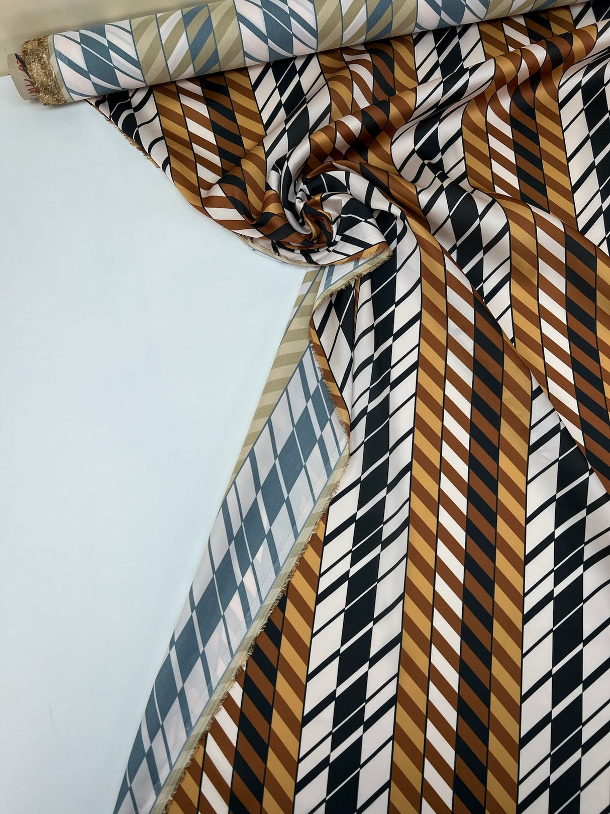 Polyester Sateen Printed Brown Black