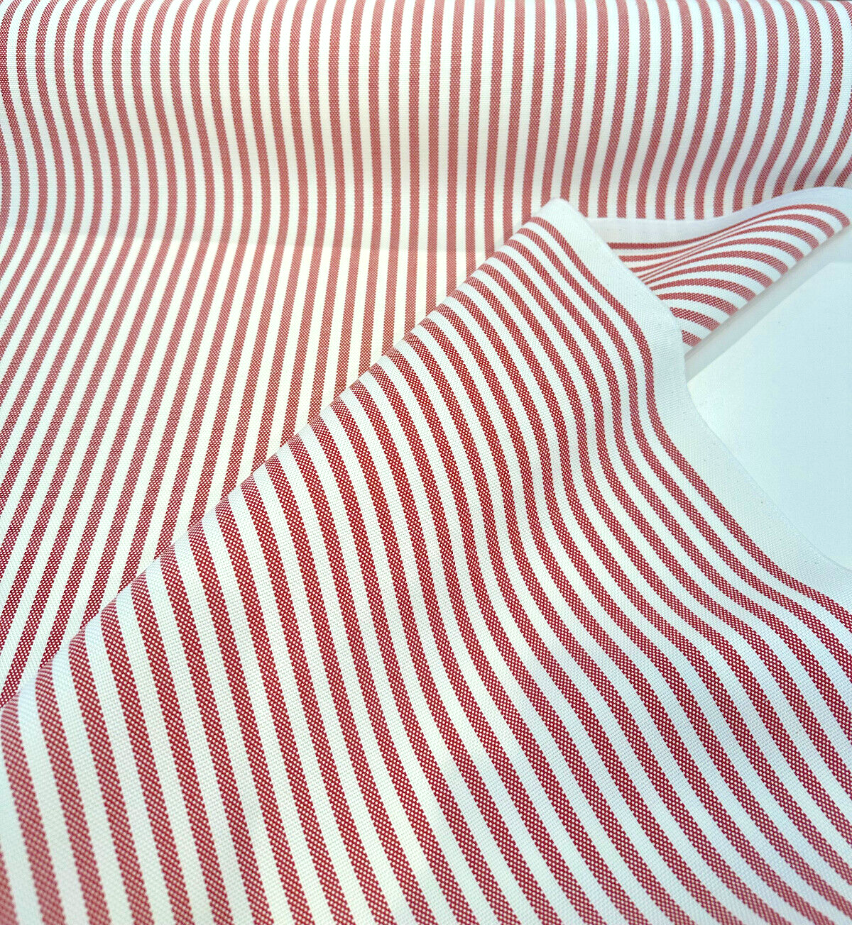 Sunbrella Two Tone Red Salsa Ticking Look Stripe Outdoor Upholstery Fabric - Salsa Red Ticking Look Stripe, 54" Width (1 Yard)