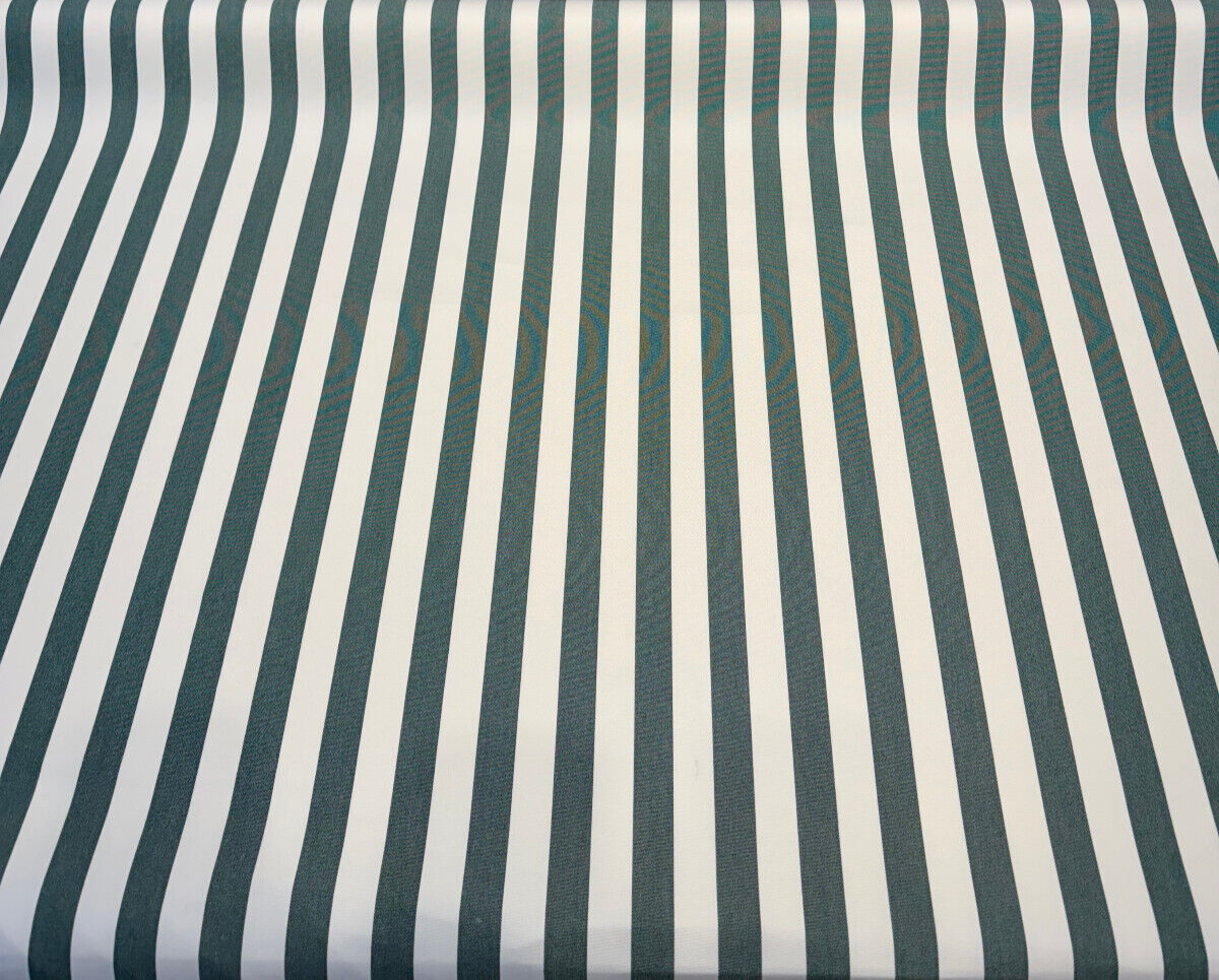 Sunbrella Mason Forest Green Acrylic Fabric - Forest Green And White Stripe, 54" Width (1 Yard)