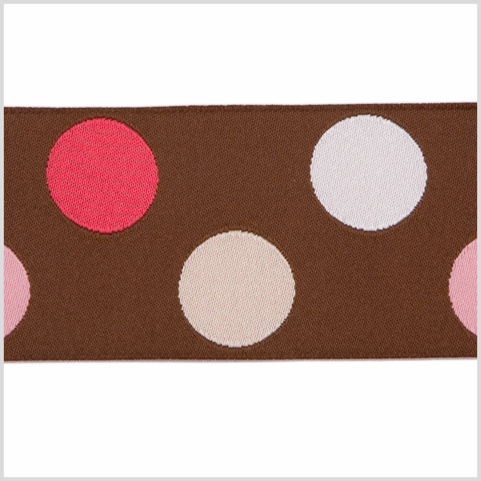 Chocolate/Fuchsia/Baby Pink/White/Cream French Jacquard Ribbon