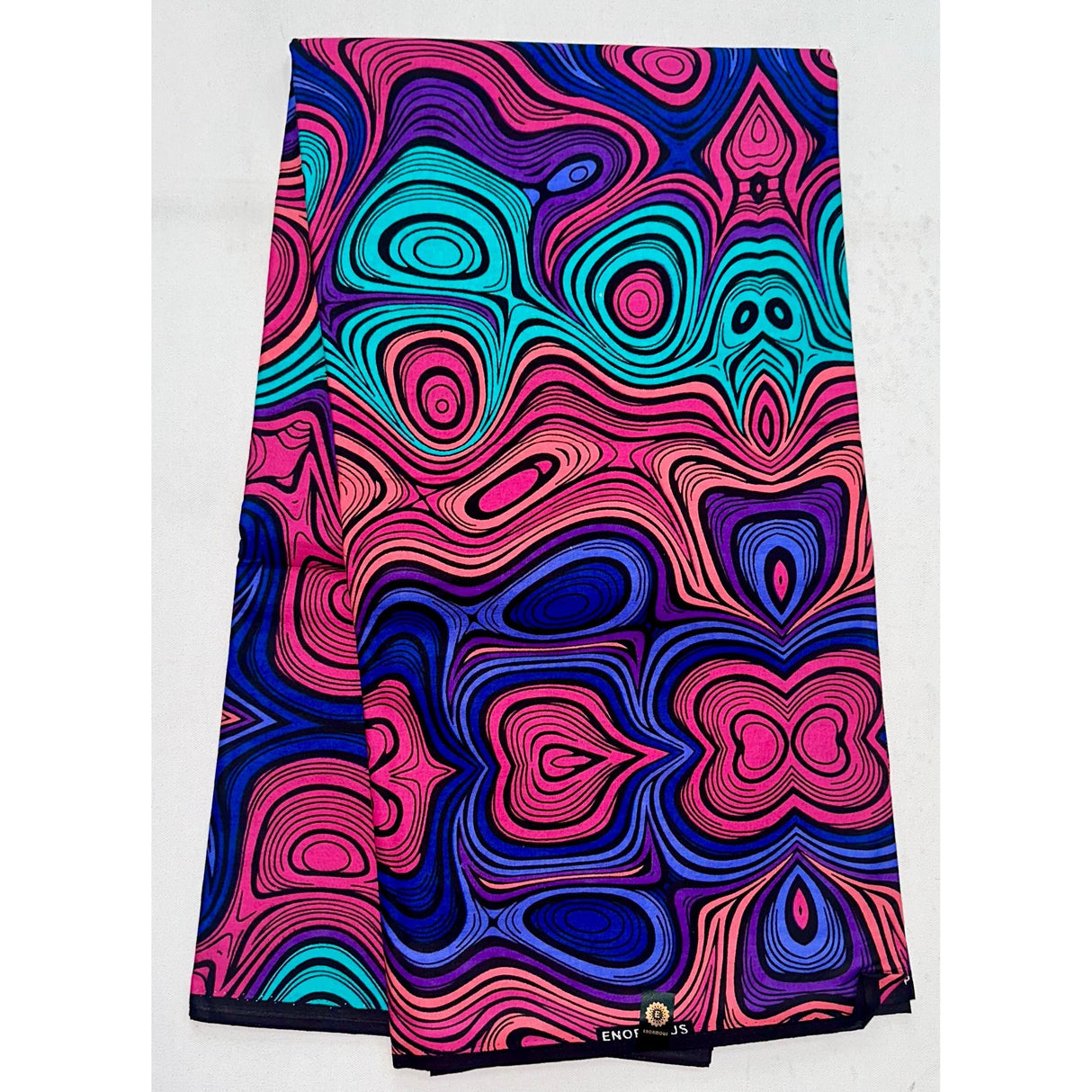 African Print Ankara Cotton Fabric - Pink, Purple, Turquoise, Blue Kilima Reverb Design, 46" Width (1 Yard)